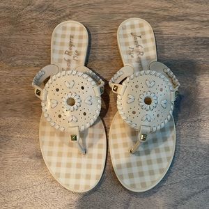 Jack Rogers Size 8 Bone/White Gingham Georgica Jelly